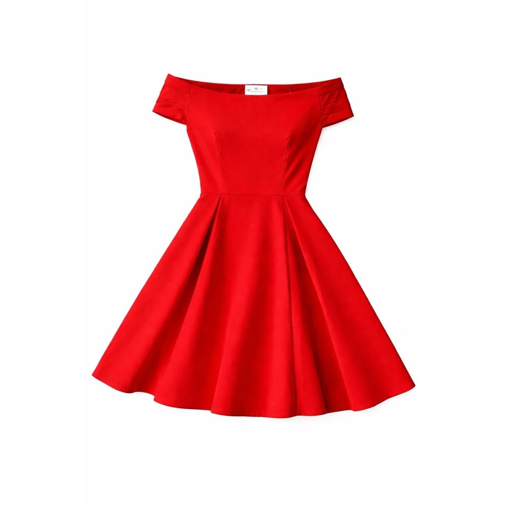 Modcloth x Emily and Fin NWT Delilah‎ Dress L Fit & Flare Off Shoulder Retro